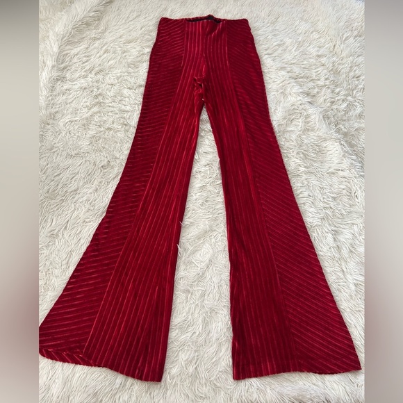 Free People Slim Pull-On Velvet Flare Bellbottom Pants - Size XS - Picture 2 of 8